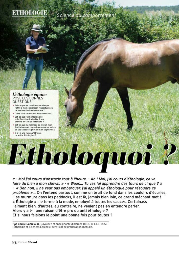 image de magazine sur l'éthologie du cheval